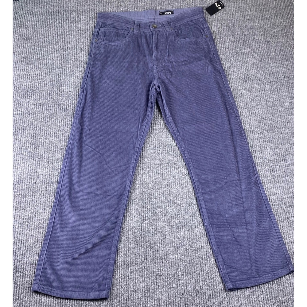 Billabong The 55 Cord Pant Mens 31 Blue Corduroy Straight Leg Surf Skate Retro